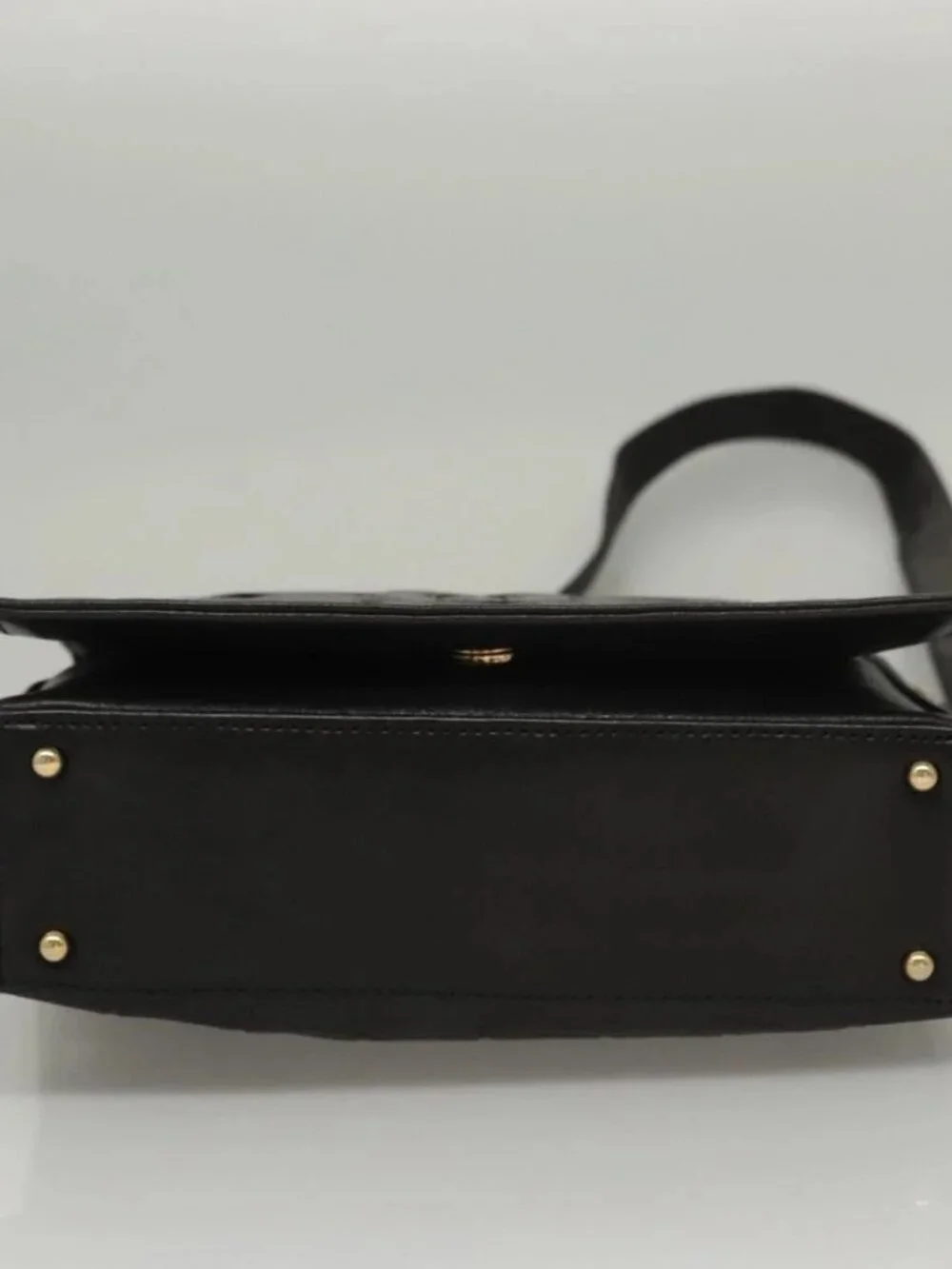 CHANEL Choco Bar line Shoulder Bag Lamb Skin Black CC Auth mr1233